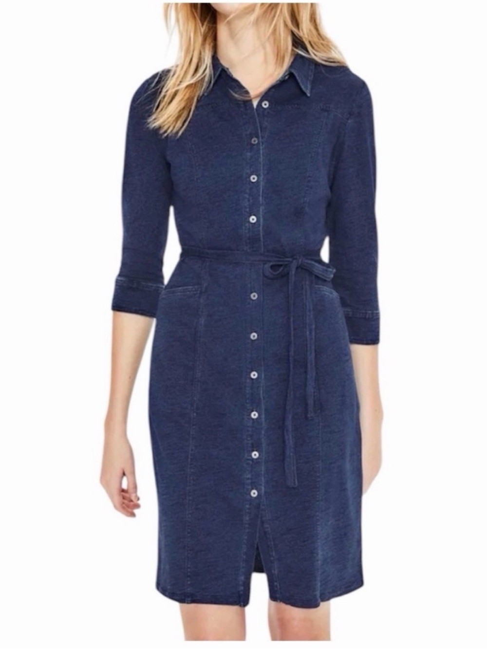 Boden Navy Blue Jersey Shirtdress With Pockets size 6P